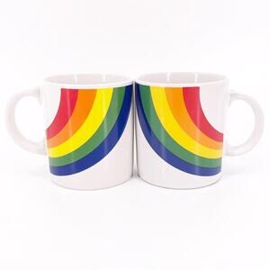 Rainbow coffee mugs 80s 1980s vintage